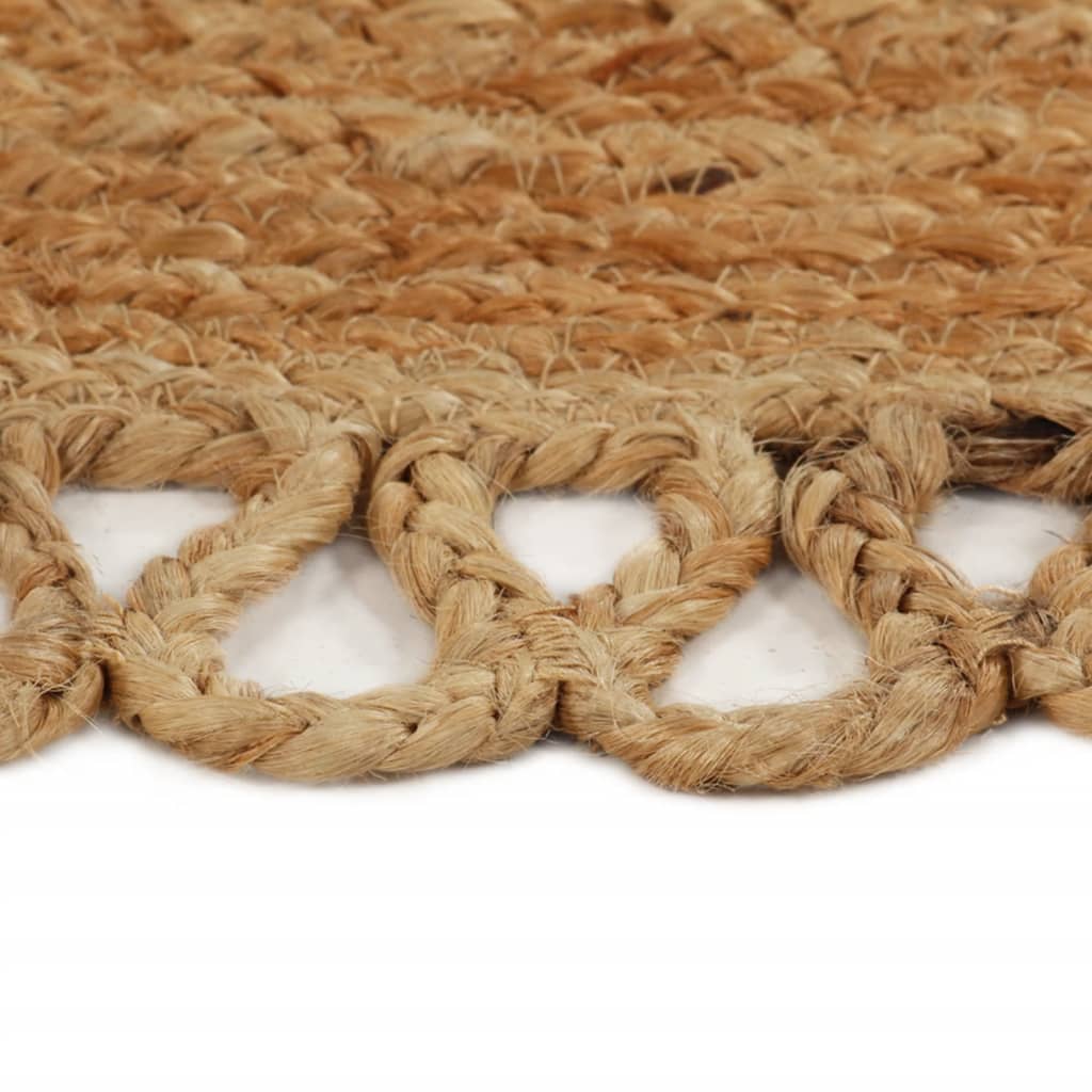 Teppich Geflochten mit Wellenrand 120 cm Jute Rund