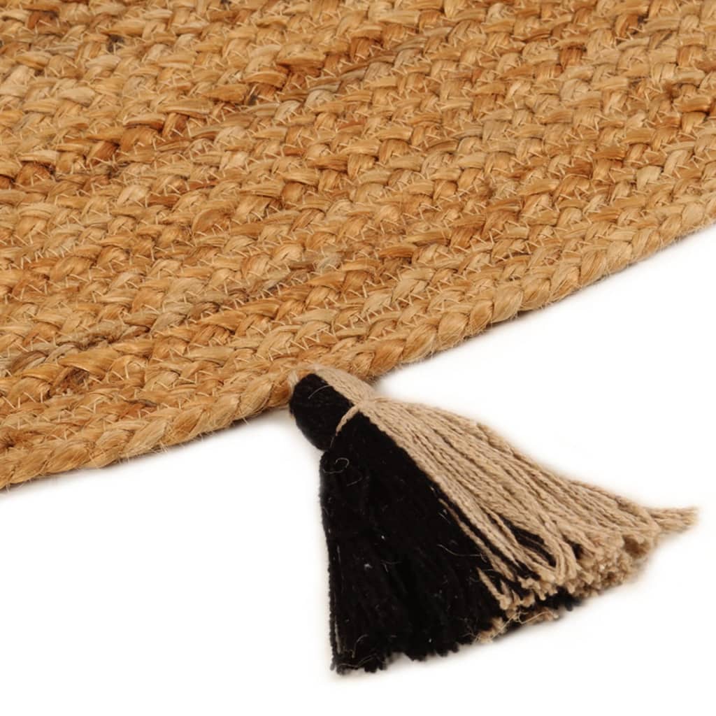 Teppich Geflochten mit Quasten 150 cm Jute Rund