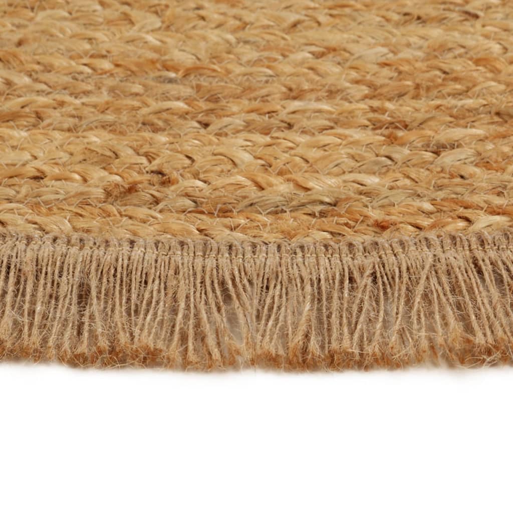 Teppich Geflochten mit Fransen 90 cm Jute Rund