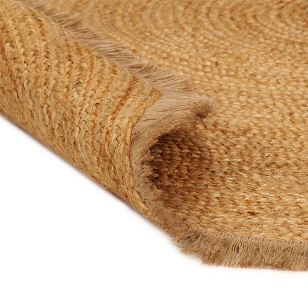 Teppich Geflochten mit Fransen 150 cm Jute Rund