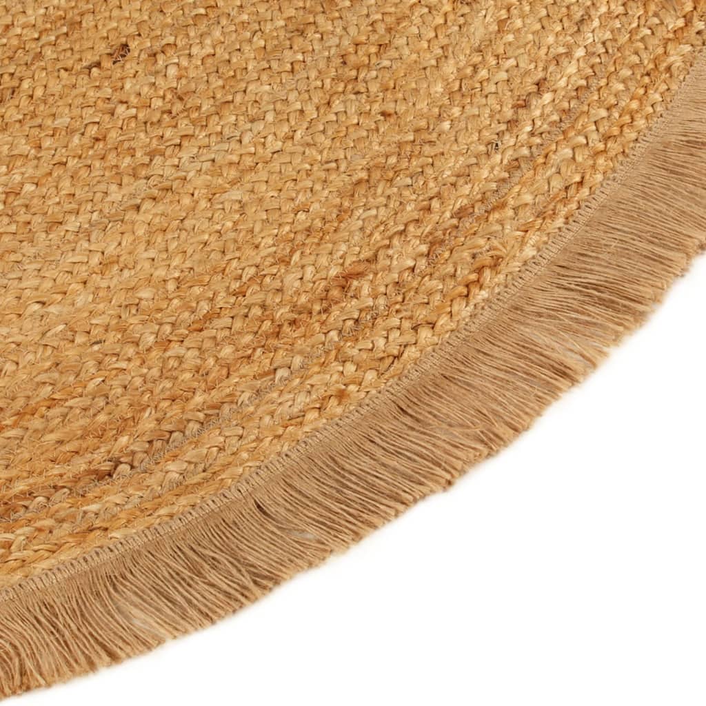 Teppich Geflochten mit Fransen 150 cm Jute Rund