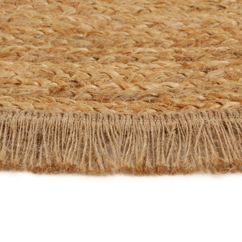 Teppich Geflochten mit Fransen 180 cm Jute Rund