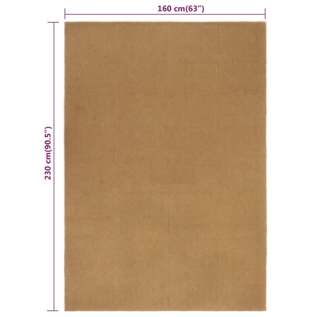 Teppich 160x230 cm Jute Rechteckig