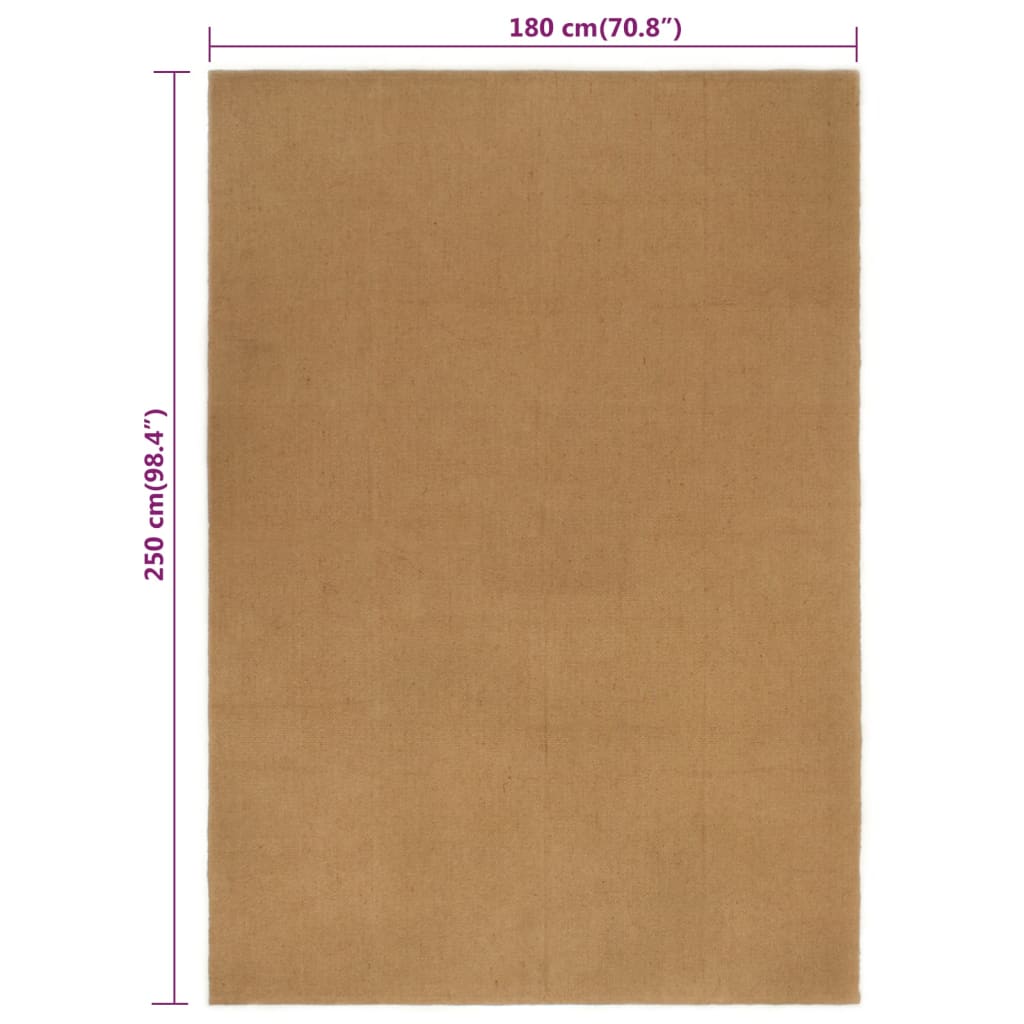 Teppich 180x250 cm Jute Rechteckig