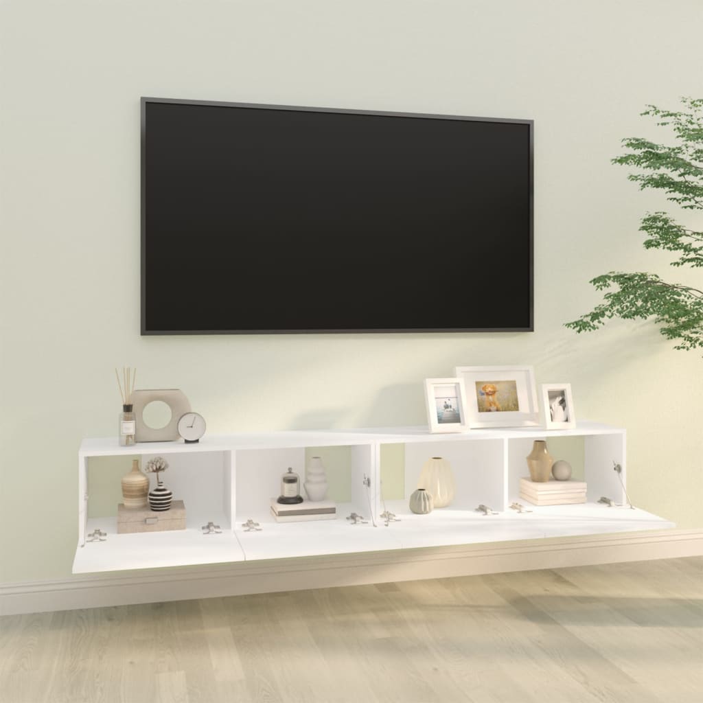 Meubles muraux TV 2 pièces blanc 100x30x30 cm matériau bois