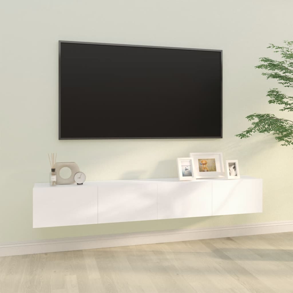 Meubles muraux TV 2 pièces blanc 100x30x30 cm matériau bois