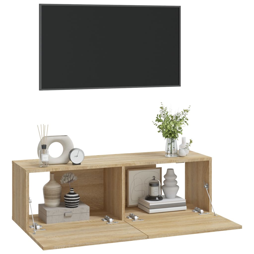 Armoires murales TV 2 pcs. Chêne Sonoma 100x30x30 cm matériau bois