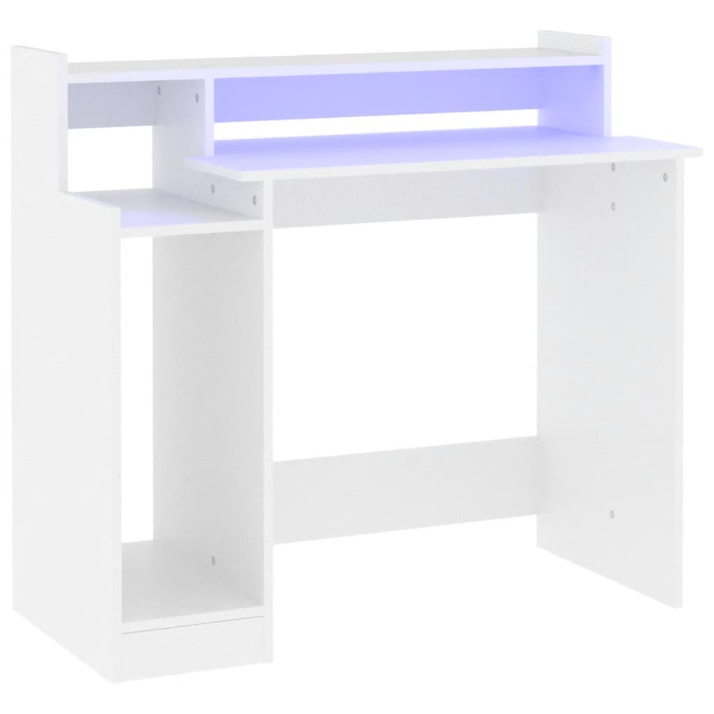 Desk with LEDs White 97x45x90 cm Wood Material