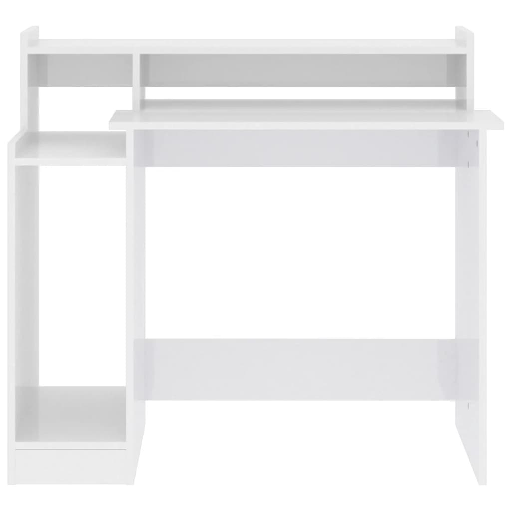 Desk with LEDs High Gloss White 97x45x90 cm Wood Material