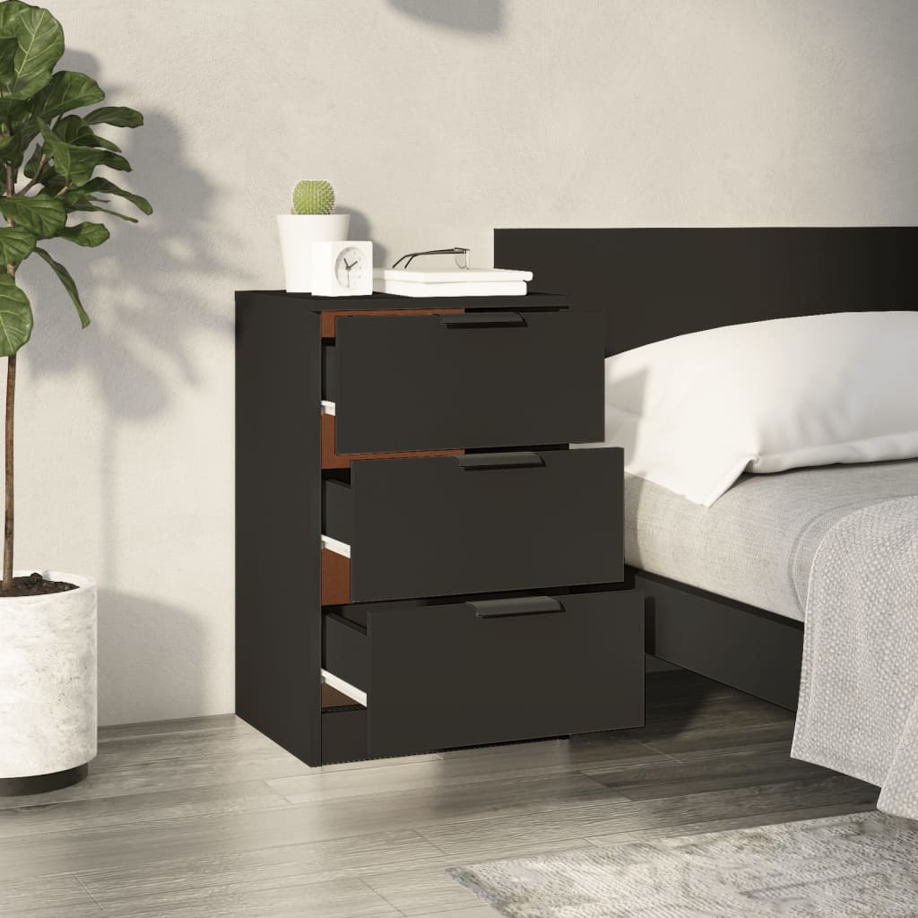 Bedside table black 40x36x65 cm