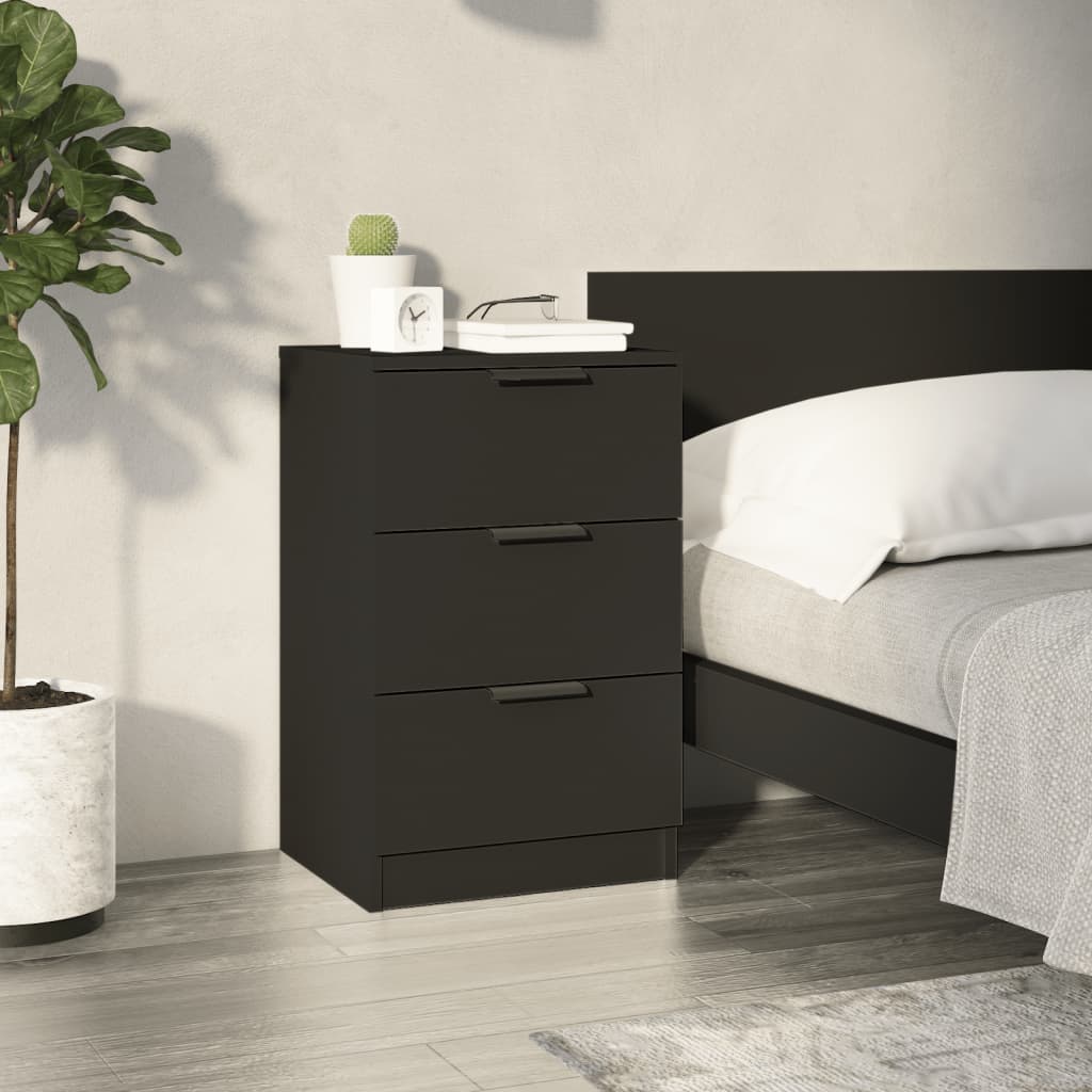 Bedside table black 40x36x65 cm