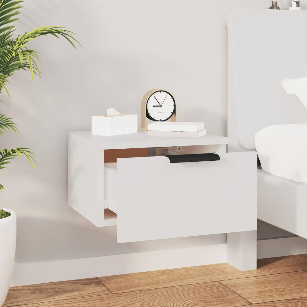Wall Bedside Table White 34x30x20 cm