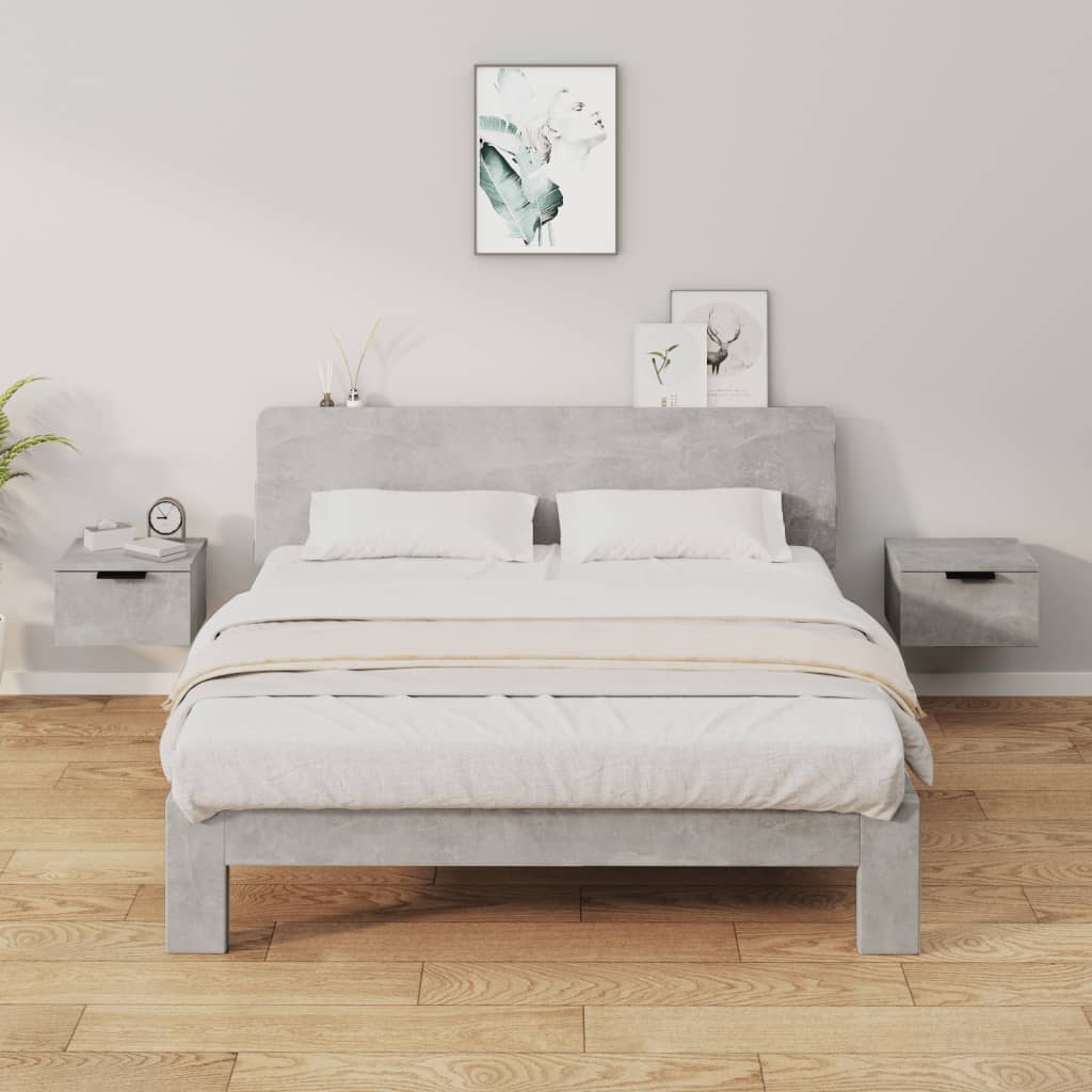Wall-mounted bedside tables 2 pcs. Concrete grey 34x30x20 cm