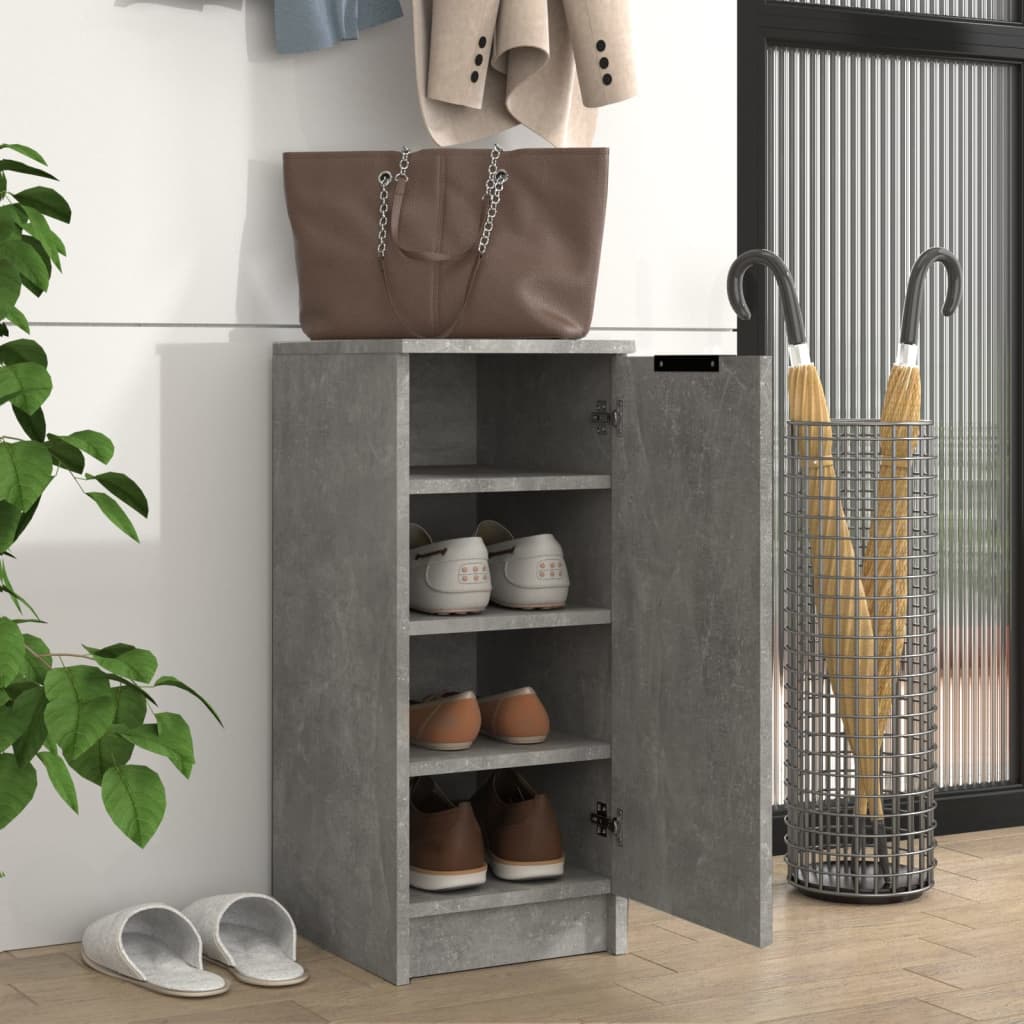 Étagère à chaussures gris béton 30x35x70 cm en bois