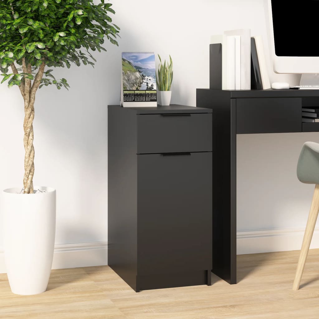 Armoire de bureau noire 33,5x50x75 cm en bois