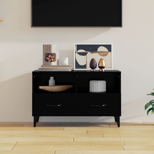 Meuble TV noir 80x36x50 cm en bois