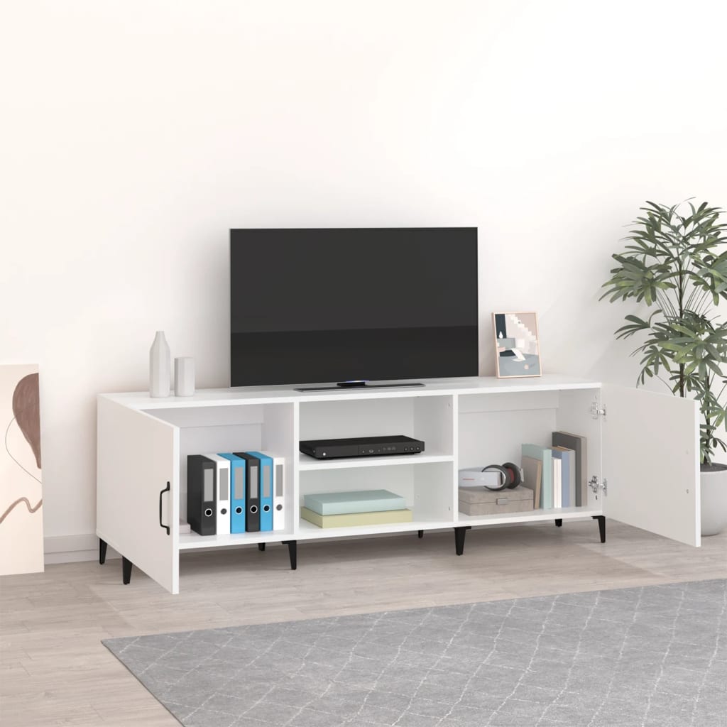 TV Cabinet White 150x30x50 cm Wood Material