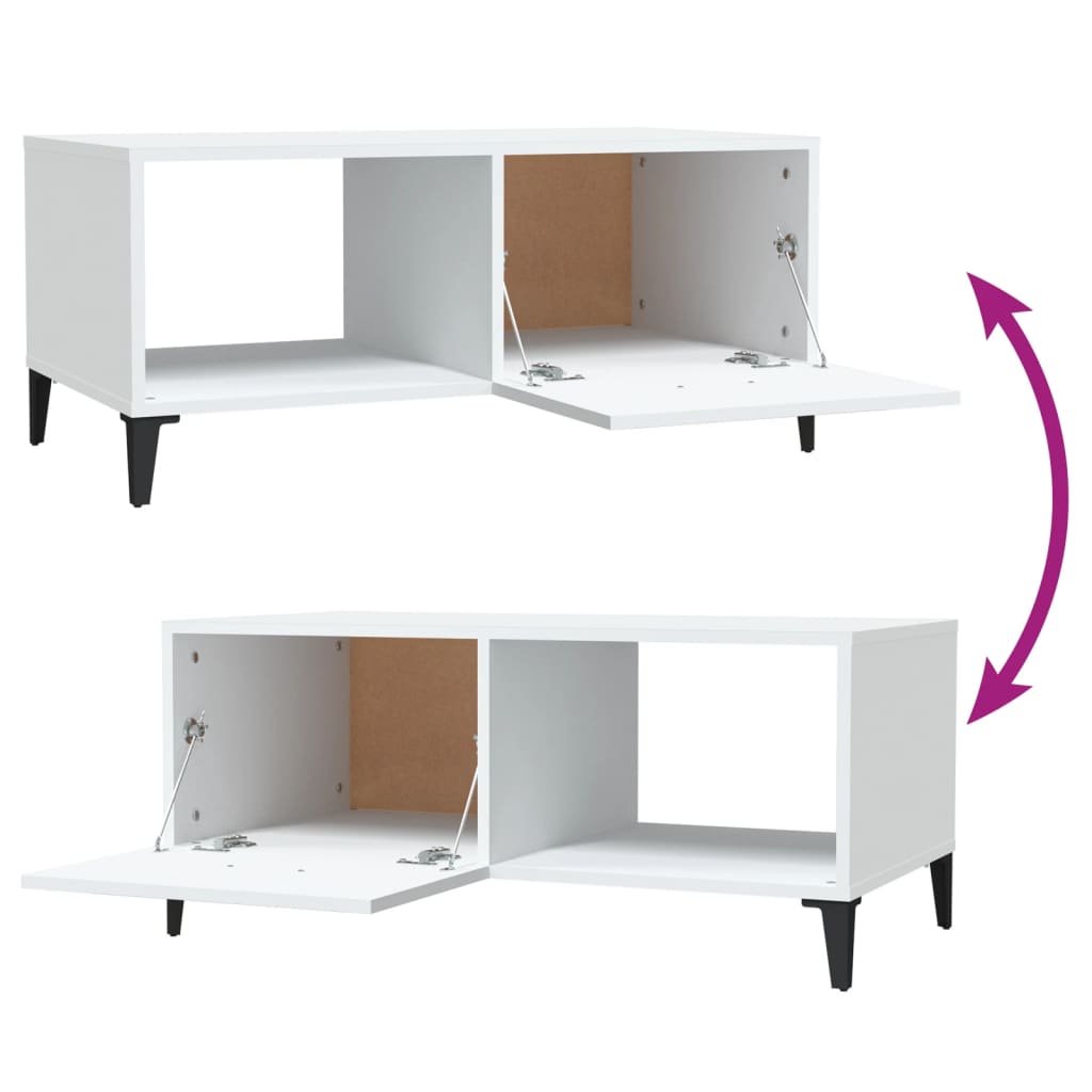 Table basse blanche 90x50x40 cm en bois