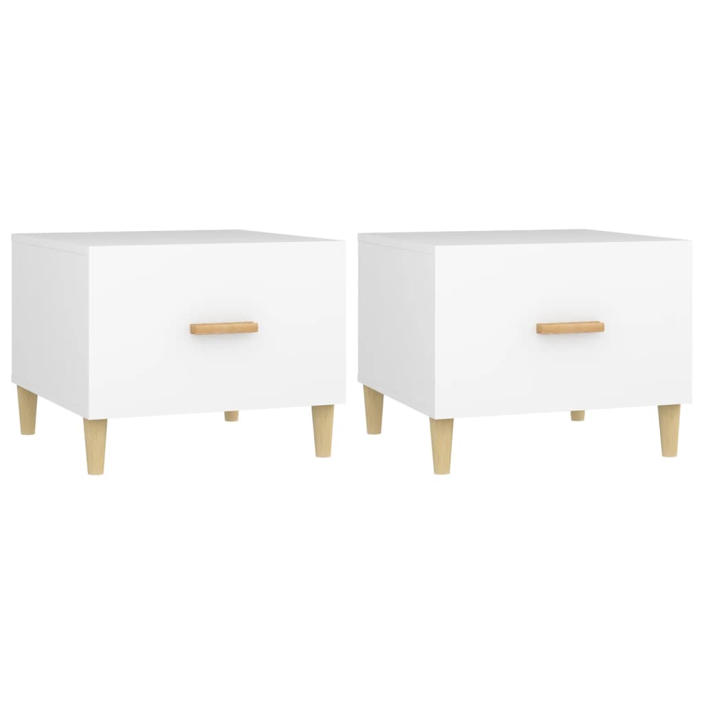 Coffee Tables 2 pcs. White 50x50x40 cm Wood Material