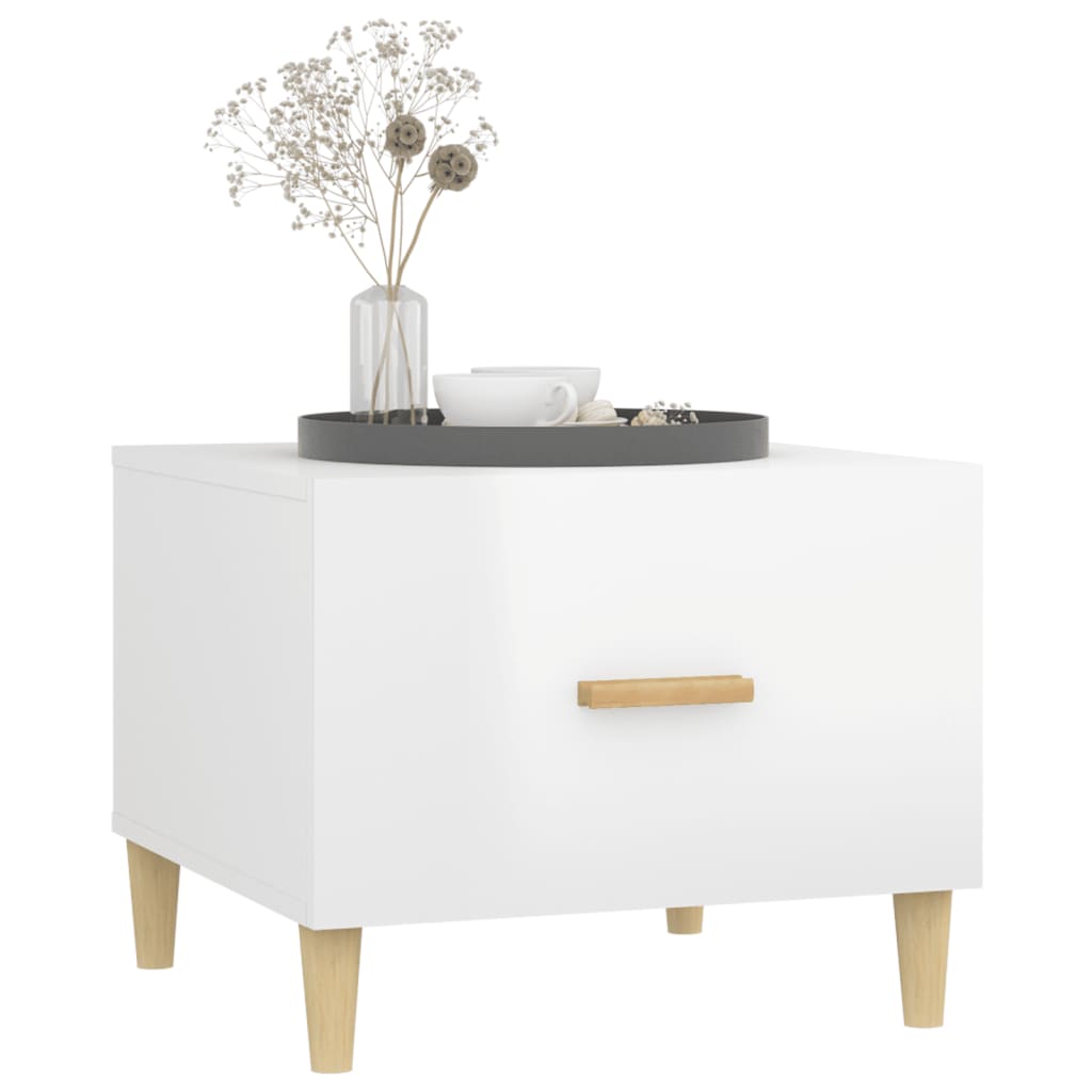 Coffee tables 2 pcs. High gloss white 50x50x40 cm wood material