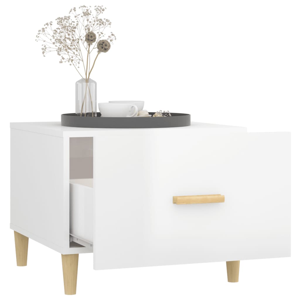 Coffee tables 2 pcs. High gloss white 50x50x40 cm wood material