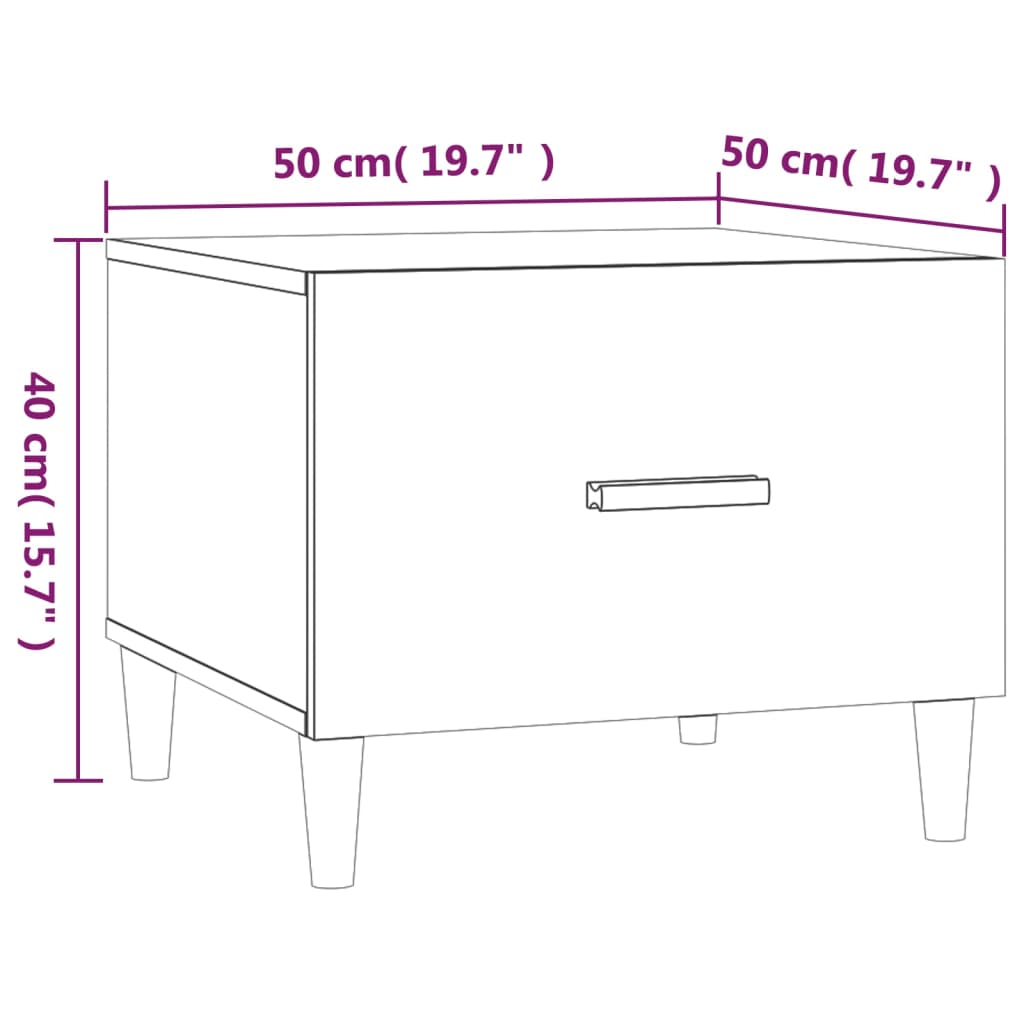 Coffee tables 2 pcs. High gloss white 50x50x40 cm wood material