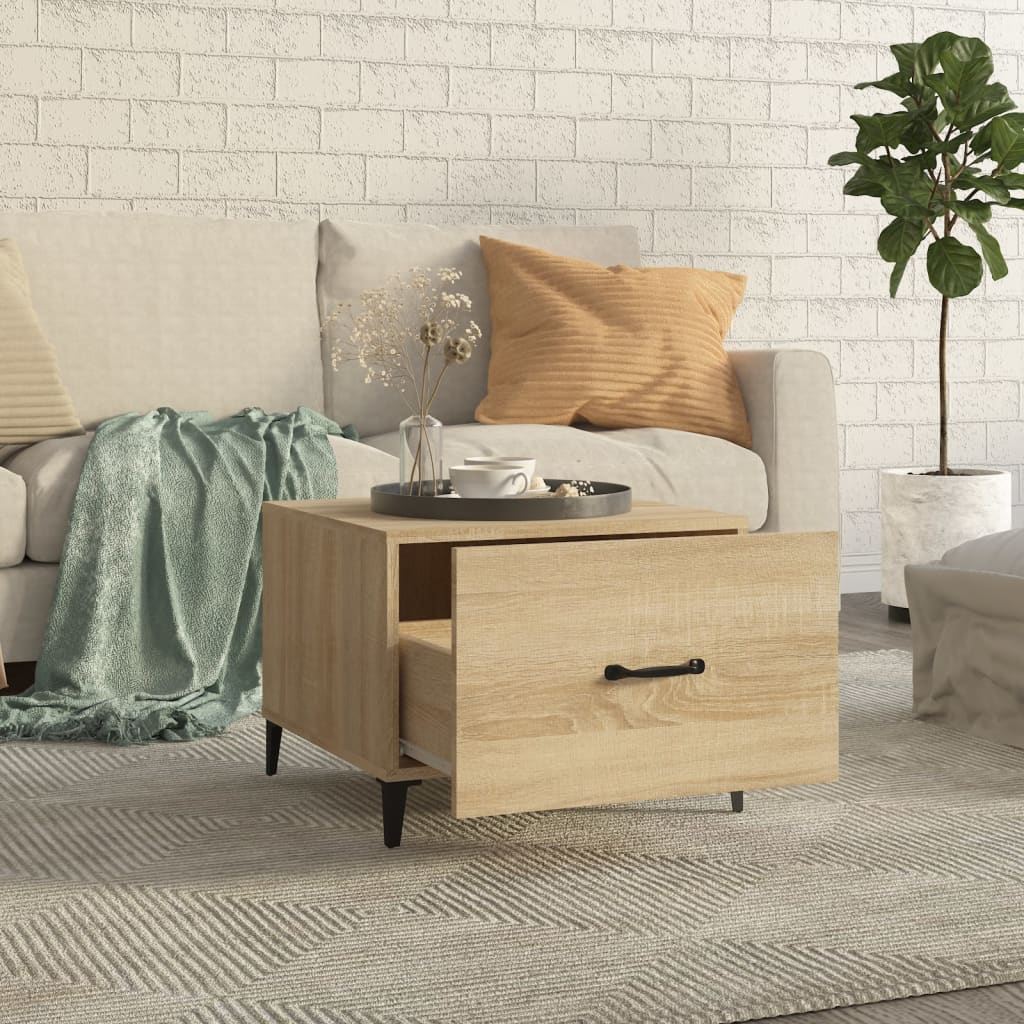 Coffee table with metal legs Sonoma oak 50x50x40 cm