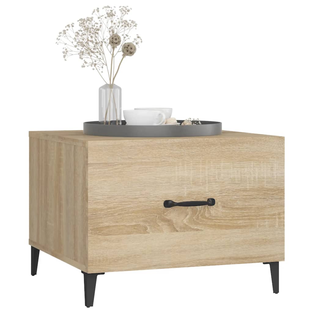 Coffee table with metal legs Sonoma oak 50x50x40 cm