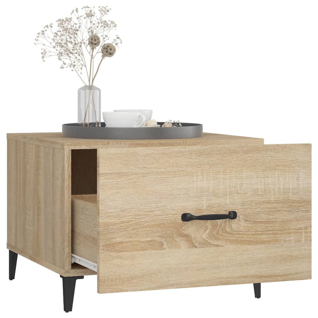 Coffee table with metal legs Sonoma oak 50x50x40 cm