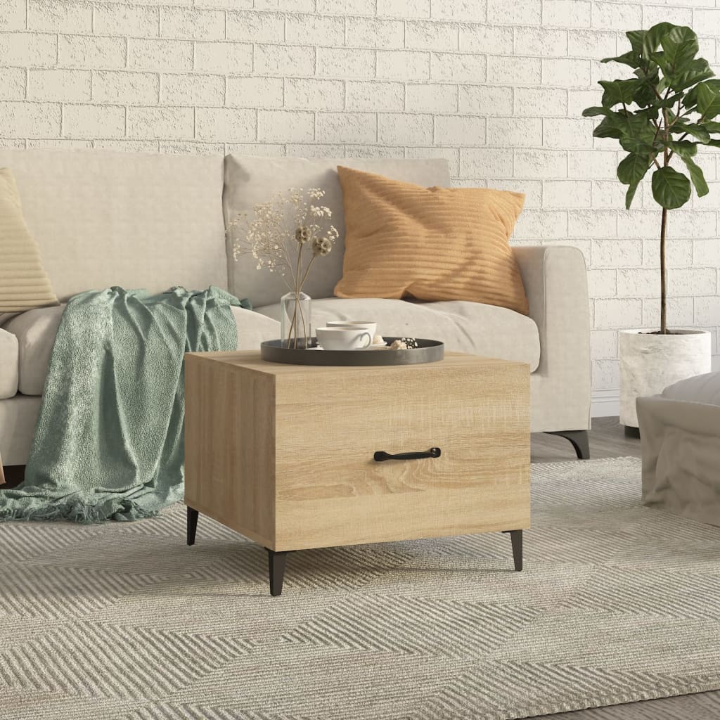 Coffee table with metal legs Sonoma oak 50x50x40 cm