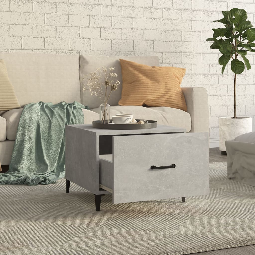 Coffee table with metal legs concrete grey 50x50x40 cm