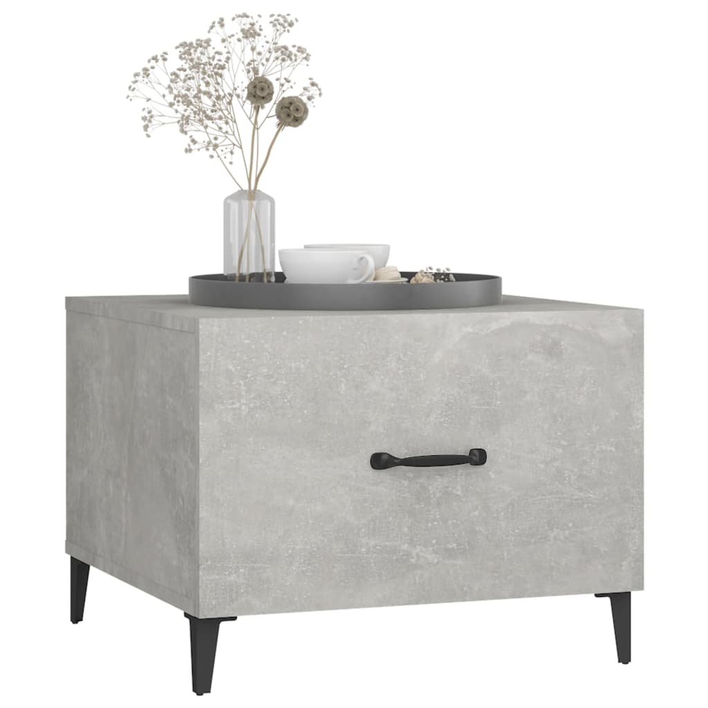 Tables basses avec pieds en métal 2 pcs. Gris béton 50x50x40 cm