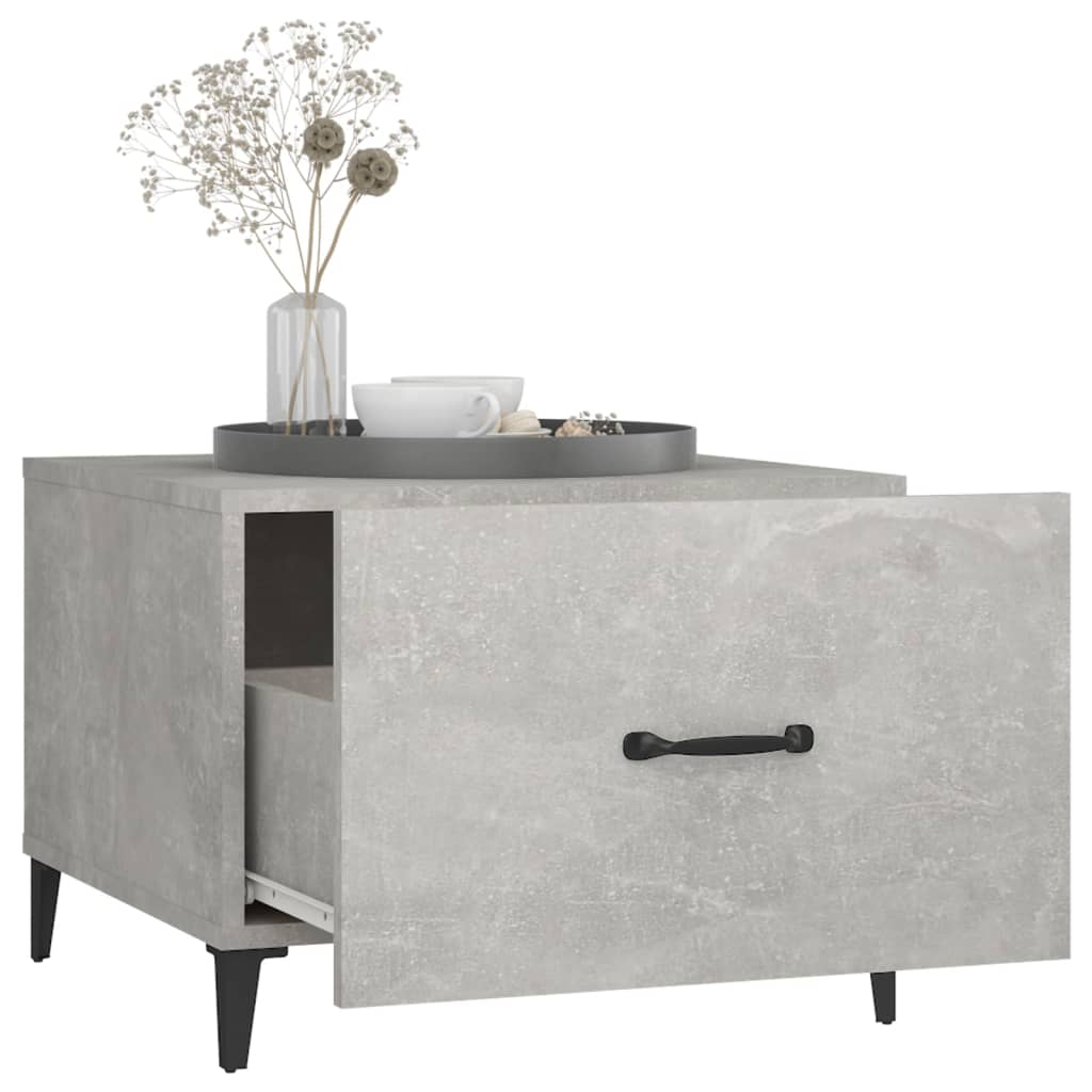 Tables basses avec pieds en métal 2 pcs. Gris béton 50x50x40 cm