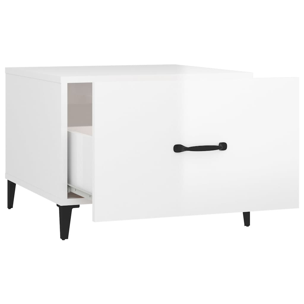 Coffee tables with metal legs 2 pcs. High gloss white 50x50x40 cm