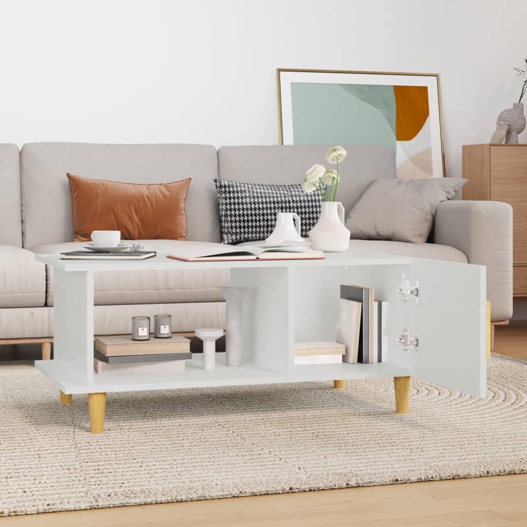 Table basse blanche 90x50x40 cm en bois