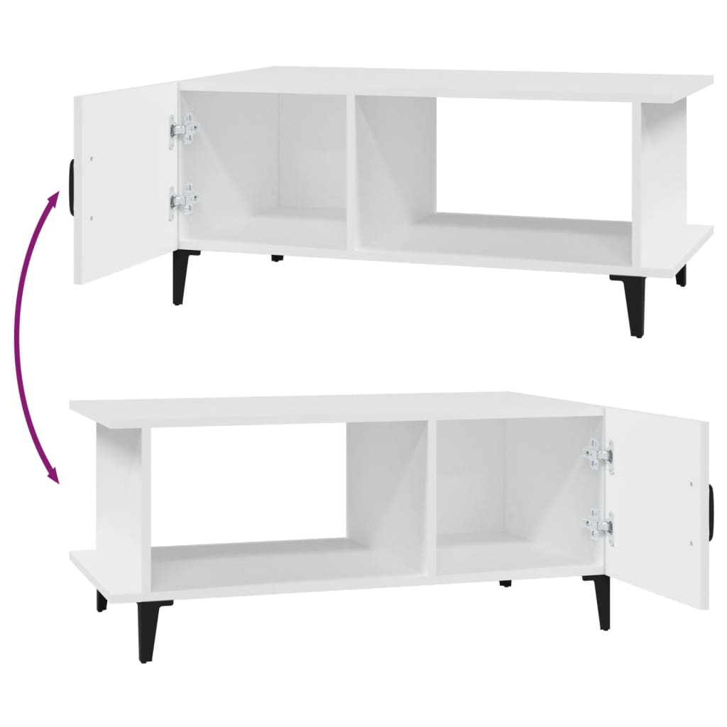 Table basse blanche 90x50x40 cm en bois