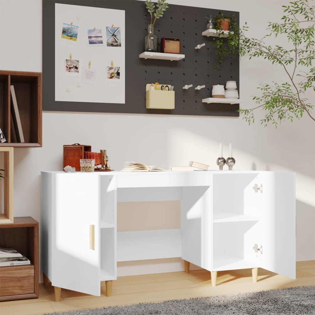 Desk White 140x50x75 cm Wood Material