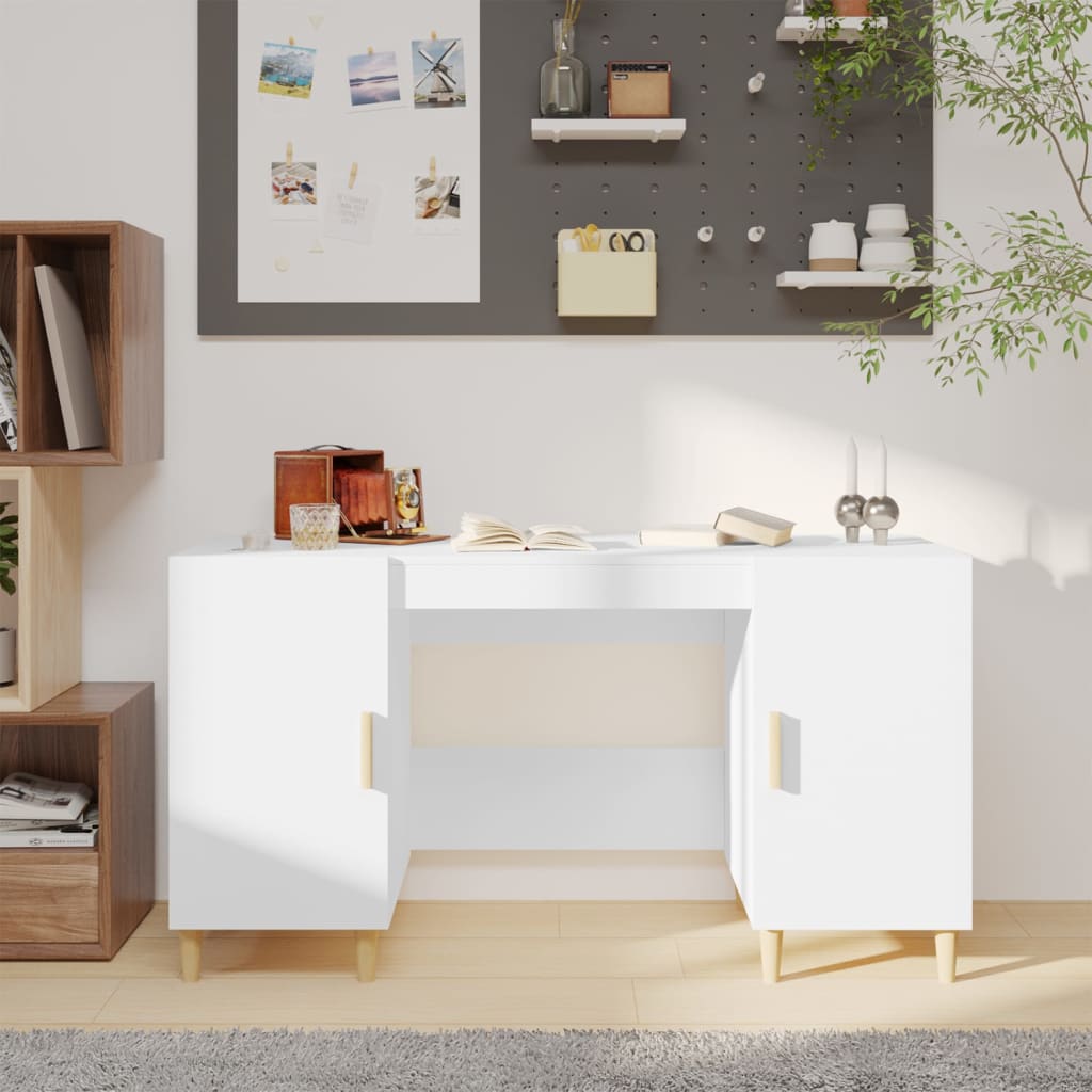 Desk White 140x50x75 cm Wood Material