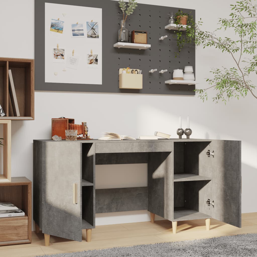 Desk Concrete Grey 140x50x75 cm Wood Material