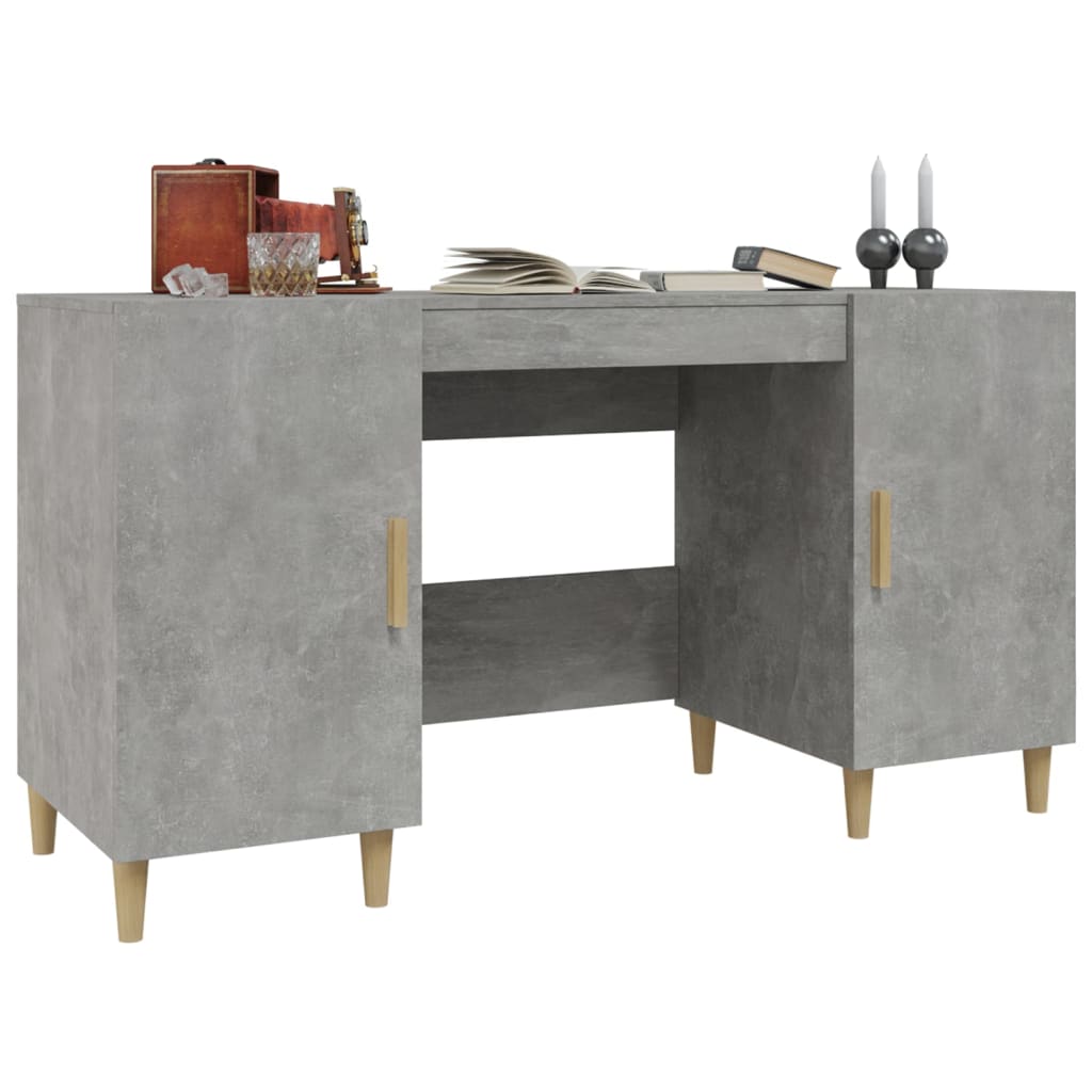 Desk Concrete Grey 140x50x75 cm Wood Material