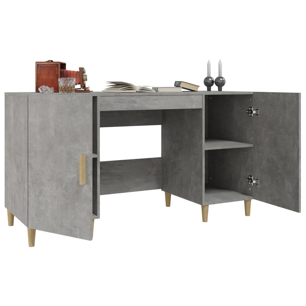 Desk Concrete Grey 140x50x75 cm Wood Material