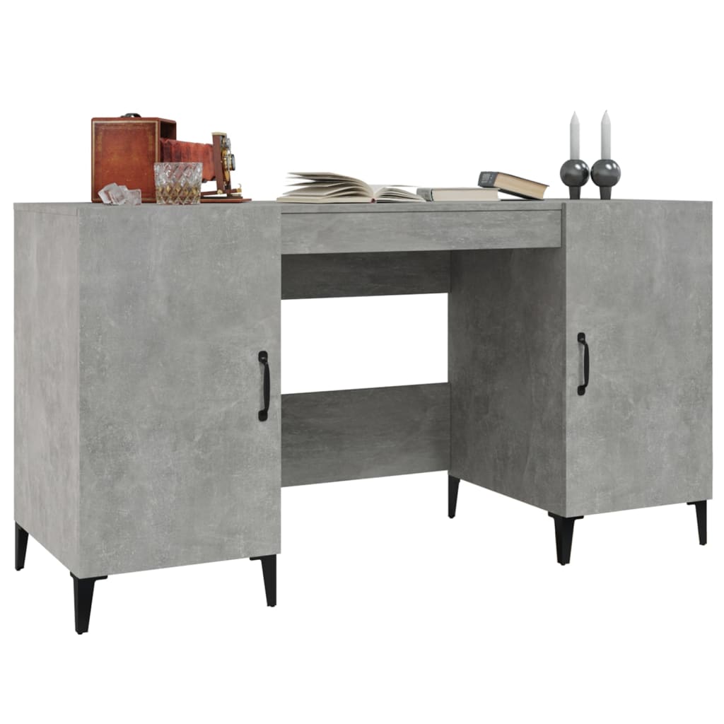 Desk Concrete Grey 140x50x75 cm Wood Material