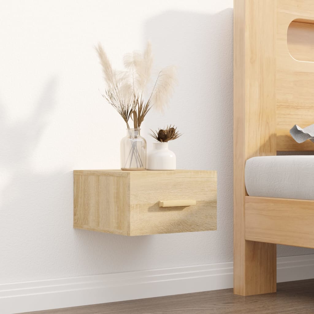 Wall-mounted bedside tables 2 pieces Sonoma oak 35x35x20 cm