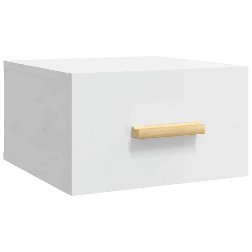 Wand-Nachttisch Hochglanz-Weiß 35x35x20 cm