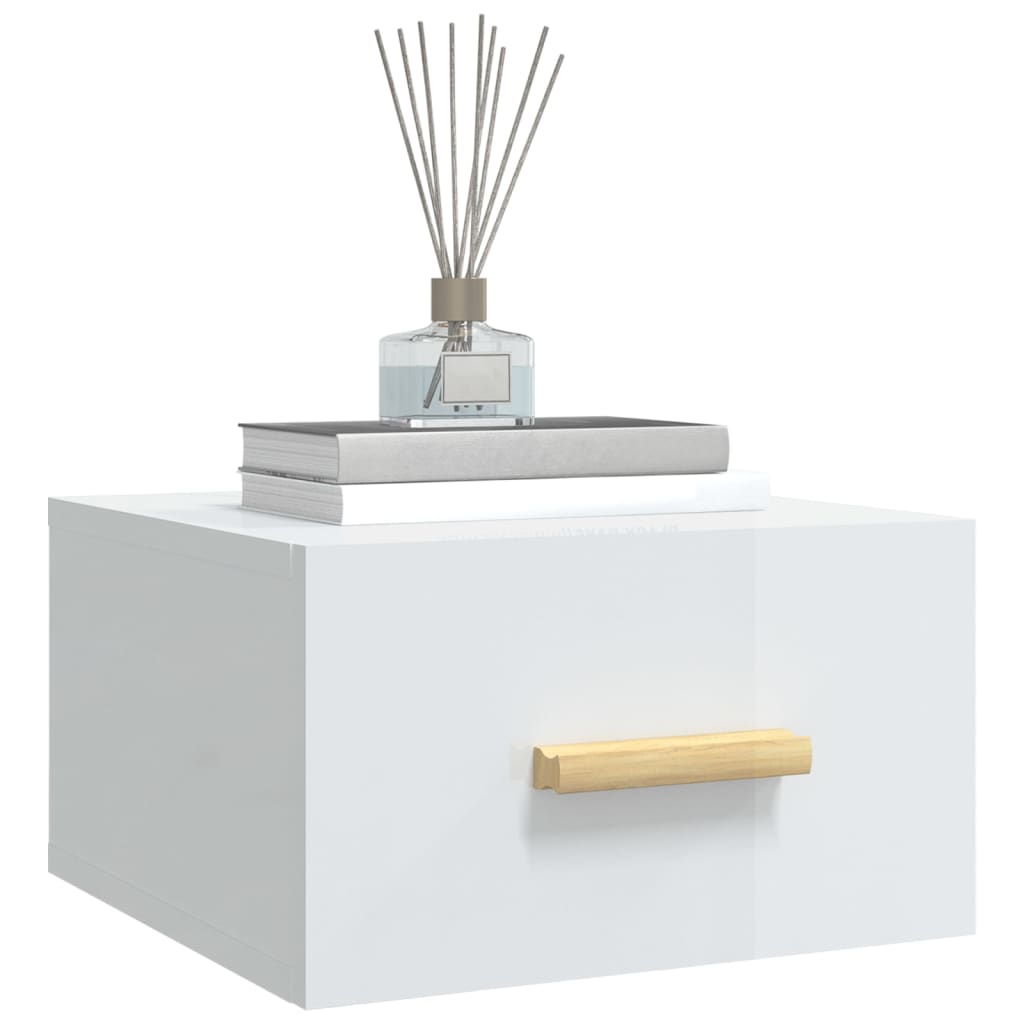 Wand-Nachttisch Hochglanz-Weiß 35x35x20 cm