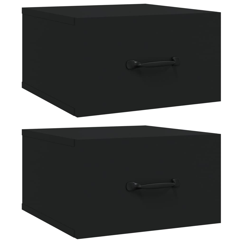 Wall Bedside Tables 2 pcs. Black 35x35x20 cm