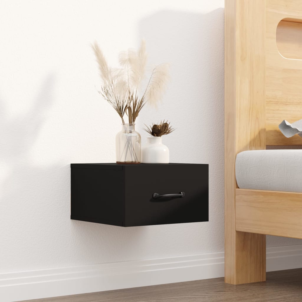 Wall Bedside Tables 2 pcs. Black 35x35x20 cm