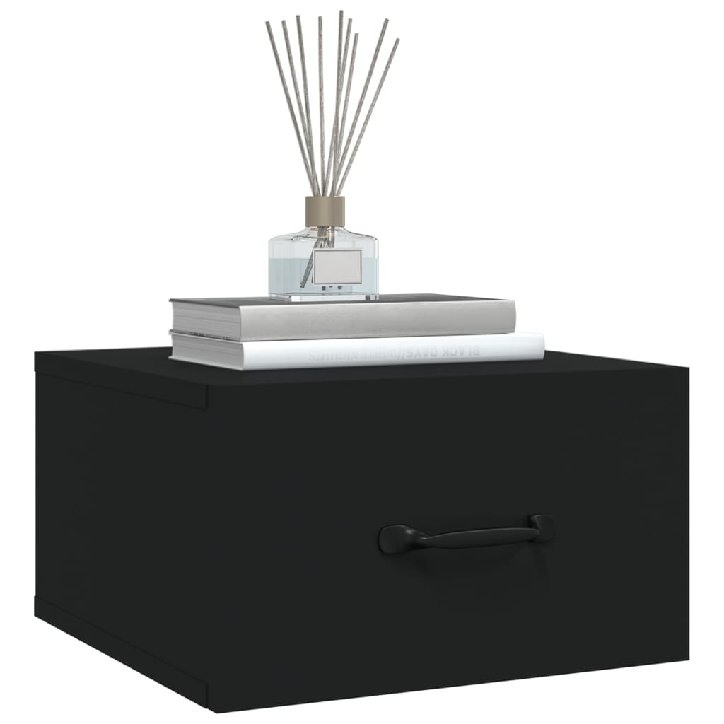 Wall Bedside Tables 2 pcs. Black 35x35x20 cm