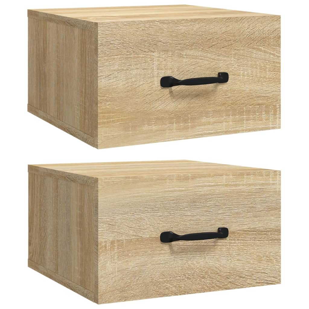 Wall-mounted bedside tables 2 pieces Sonoma oak 35x35x20 cm