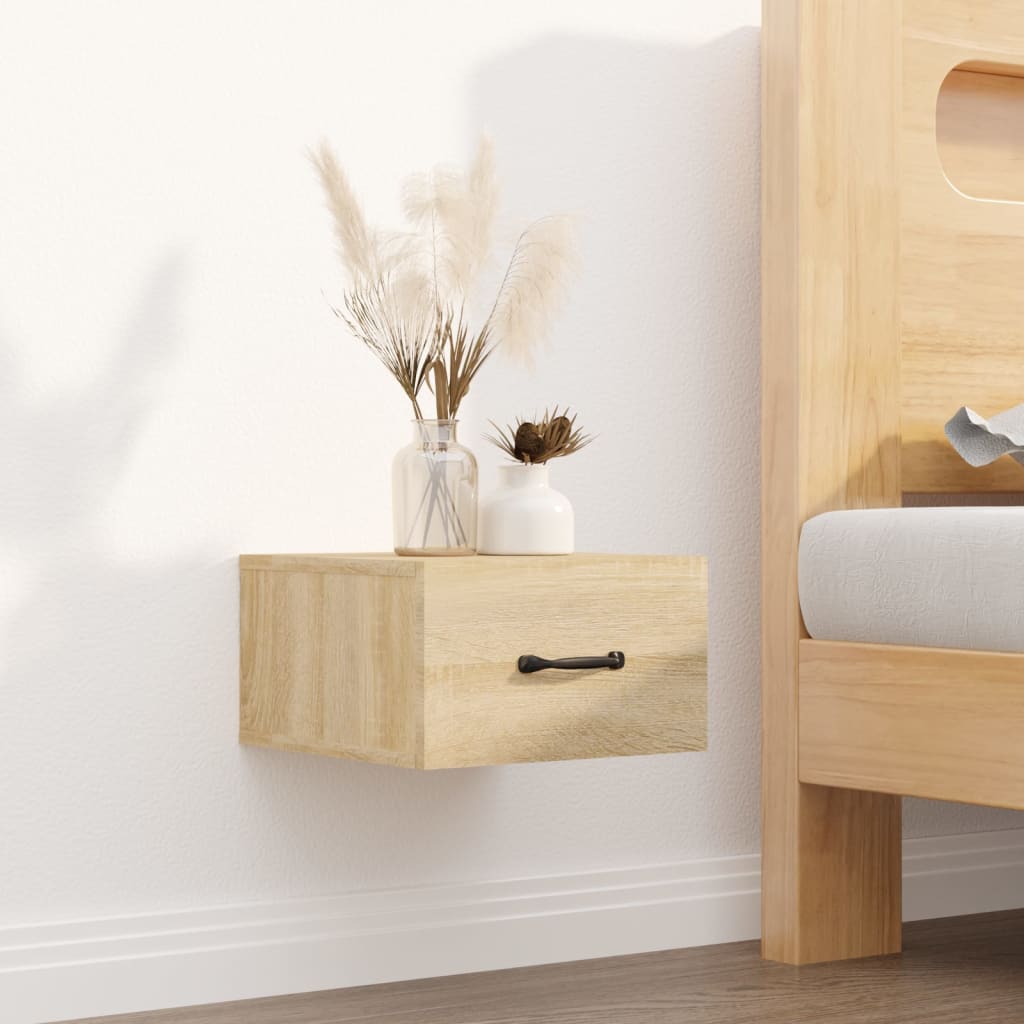 Wall-mounted bedside tables 2 pieces Sonoma oak 35x35x20 cm